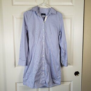 Untuckit Blue White pinstriped Shirt Mini Dress Size 6 Nautical, Preppy